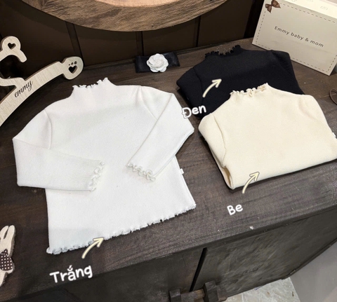 Aokid024-Áo len trẻ em 2 màu đen-be dày dặn,mềm ấm