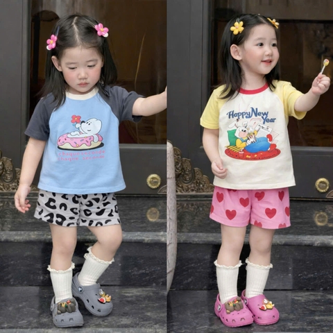 Bt914-Combo 2 bộc cộc cotton phối QUẦN LOANG bé gái