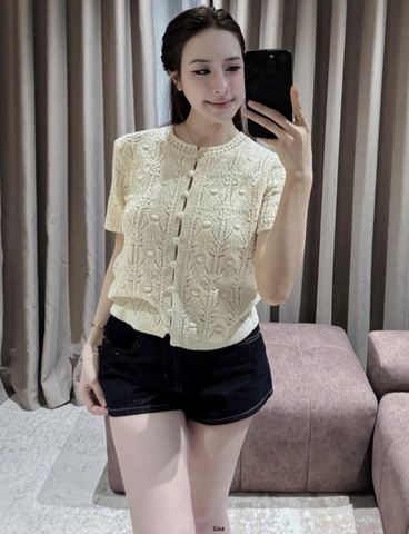 A360- Áo len ren be cúc bọc hàng Quảng Châu