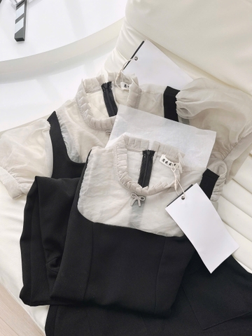 DAM143-VÁY NGắn phối tơ kèm tag