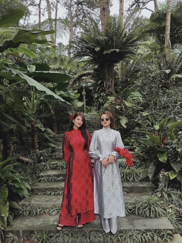 ☘️SET392- SET ÁO DÀI CHỮ TAY BỒNG CÚC BỌC🌺