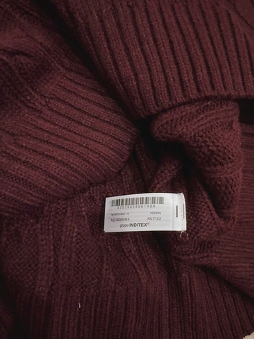 A334-Áo len thừng màu đỏ đô cổ bẻ