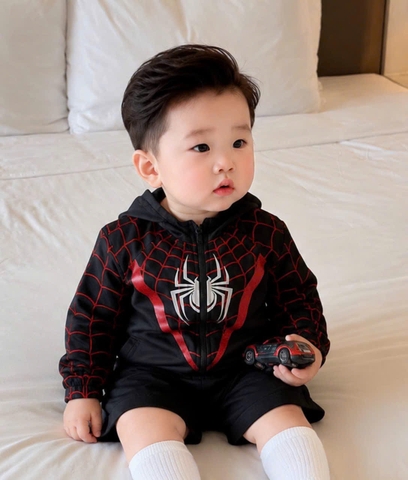 BT1041- Áp khoác gió NHỆN ĐEN bé trai Minibebe