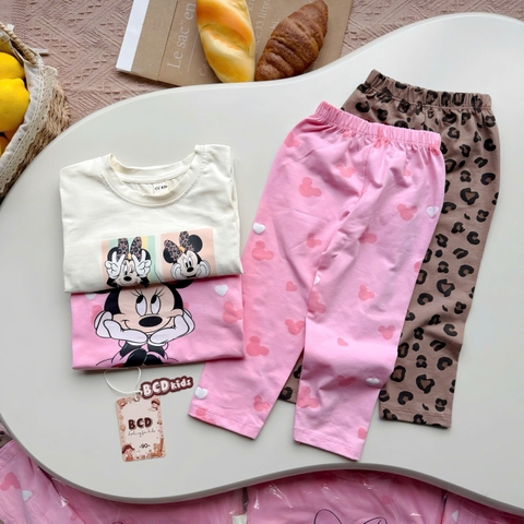 BT1004- Set 2 bộ thun dài tay MINIE hồng nâu cho bé gái