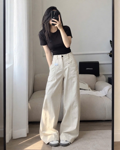 QUAN125- Quần kaki dài ống rộng 3 màu