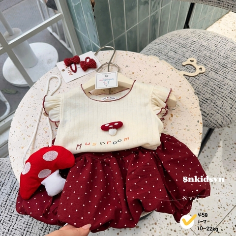 [TANG TUI] BT855- Bộ áo đũi cotton mix quần bí đỏ tặng kèm túi NẤM