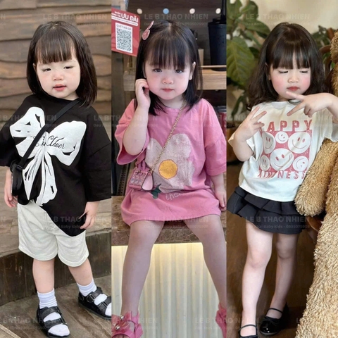 CB223-Combo 3 áo hoa cộc tay chất cotton bé gái