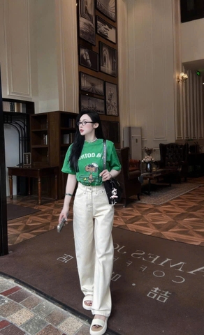 ☘️ A248-ÁO COTTON  XANH LÁ HAWAI I AM GOING☘️