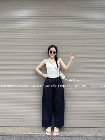 Quan068-Quần baggy cạp chun vải đũi mềm 3 màu