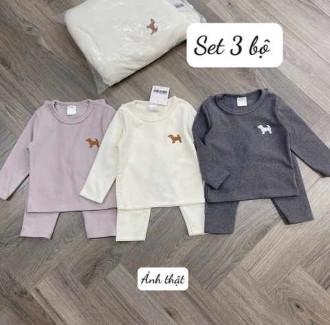Bt692- Combo 3 bộ nỉ bông thêu tag con vật trẻ em