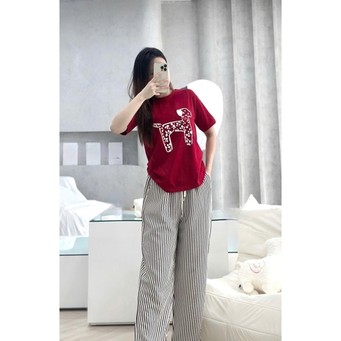 🌷SET450- SET BỘ CHÓ ĐỐM – QUẦN KẺ 2 MẦU 💐