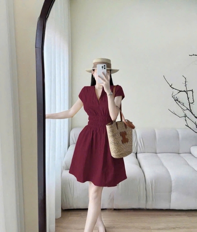 ✨ Dam169- Váy đỏ cạp chun eo dáng xoè tùng 2 lớp