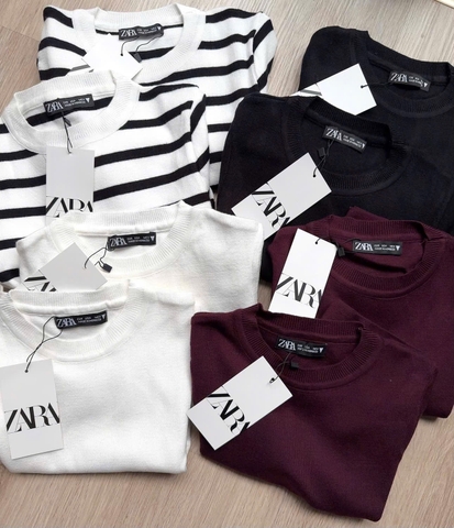 A257- Áo len cộc tay cổ tròn full tem 4 màu hàng nhà máy