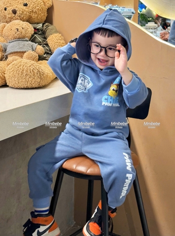 Bt705- Bộ nỉ bông xanh biển có mũ CỨU HỘ hoạ tiết in