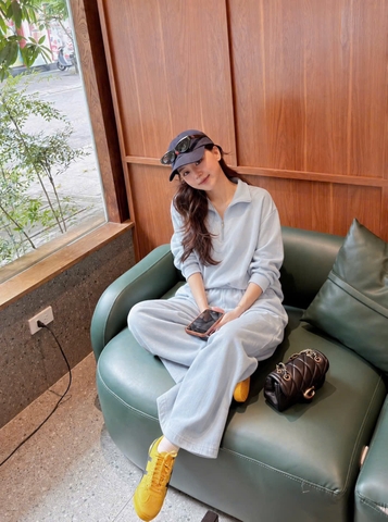 SET1079- Bộ nỉ haida xanh dương quần suông