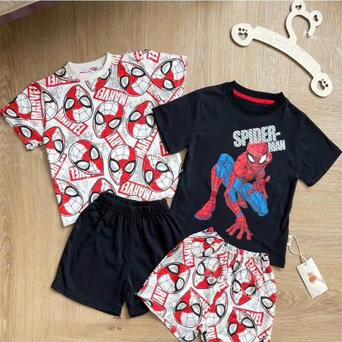 CB249-Combo 2 bộ nhện phối ĐỎ ĐEN full cotton bé trai