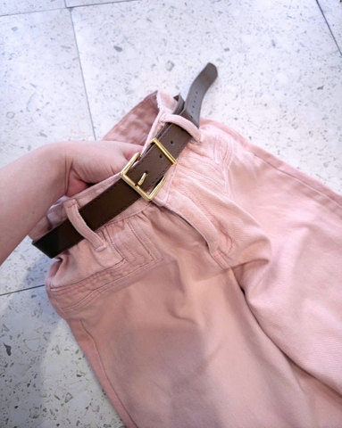 Quan034- quần jeans hồng nhạt tặng kèm đai dáng suông nấm dài 95cm