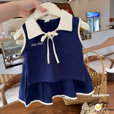 BT853- Bộ than bé gái viền be chất cotton CV có lót thêu chữ