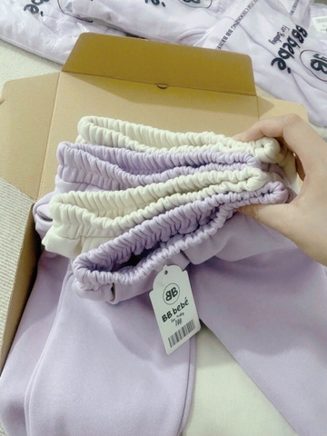 CB191 (9-26kg)-Set 2 quần nỉ bông thu đông tím bé gái