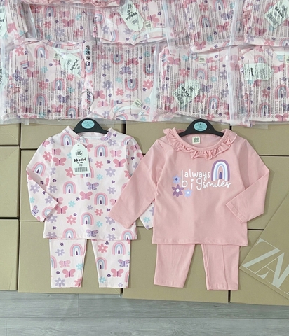 CB154-COmbo 2 bộ thun dài tay bé gái Smile