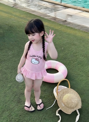 bT988- Combo 2 bộ bơi liền mảnh balo màu hồng bèo thân