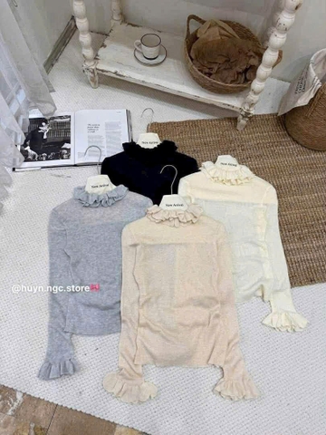 A449- Áo len Quảng Châu bèo cổ-tay 5 màu chất mềm