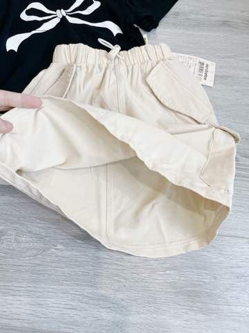 SETKD049-Set áo thun nơ đen phối chân váy túi hộp bé gái