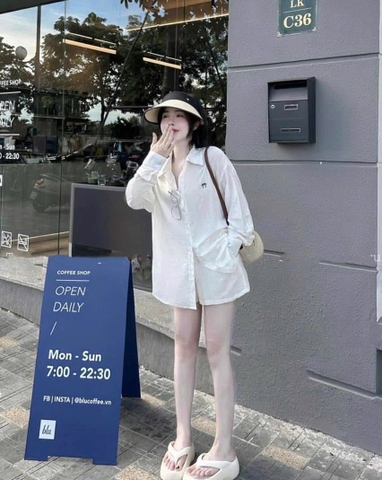 SET501- set sơ mi thêu nơ quần cộc có lót cạp chun chất lien đũi