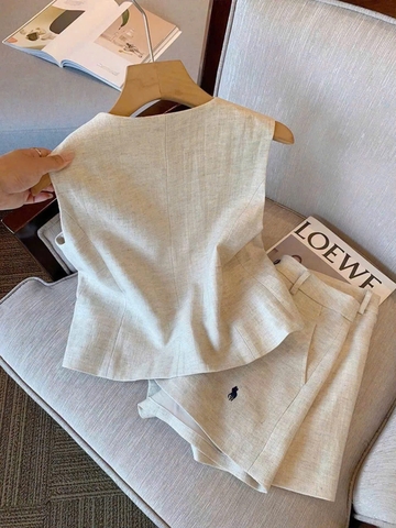 SET1020 -Set áo gile linen phối quần short