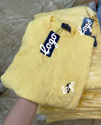 A383- Áo len cộc tay dệt kim vàng tươi