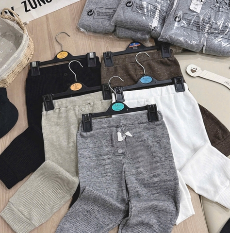 Bt703- Combo 5 quần tổ ong cúc trươc trẻ em tông ghi