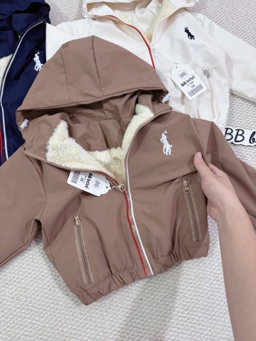 AOKID04-Áo gió trẻ em 2 lớp ló lông có mũ 3 màu