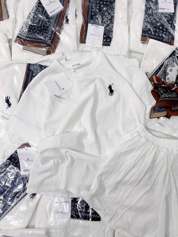 Set707- Set đũi trắng cộc tay 2 lớp tặng kèm khăn