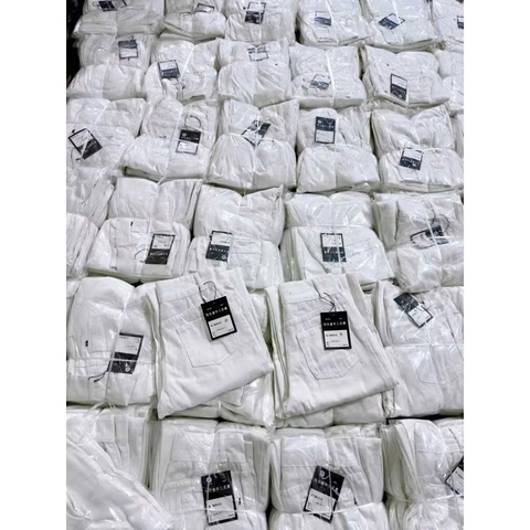 Quan035- quần Jean suông trắng 2 cúc dáng suông dài 100cm