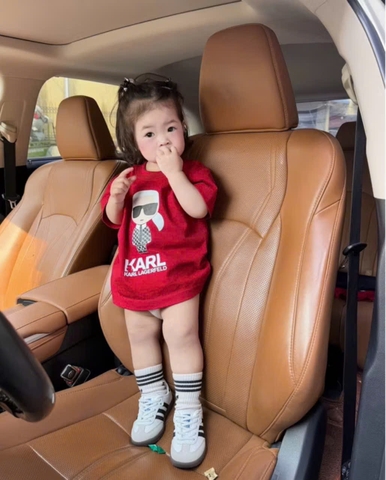 A249-Áo thun cặp MẸ CON màu đỏ in lụa đen