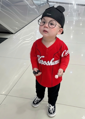 bt759-Bộ thun thu đông dài tay Hero đỏ đen bé trai  size 9-26kg