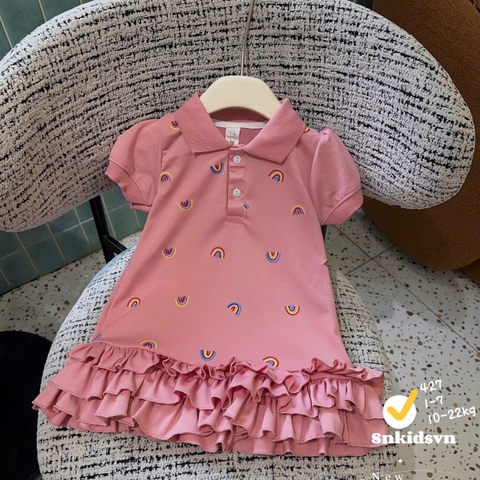 Bt830- Đầm polo xoè đuôi cầu vồng bé gái 2 màu