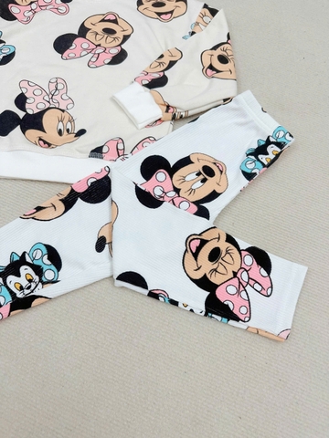 BN155-(8-26kg)- Bộ nỉ thu đông bé gái Mickey Hồng VNXK