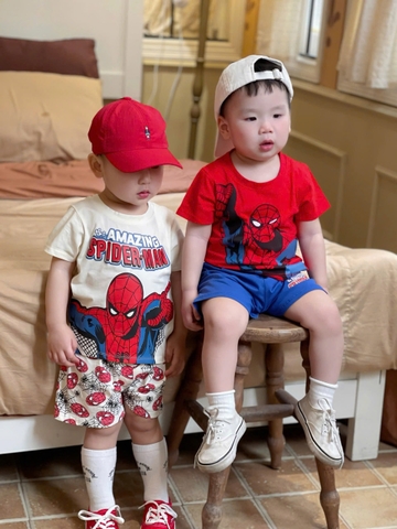 BT860-COMBO 2 bộ thun cộc tay Nhện xanh đỏ cho bé 9-25kg