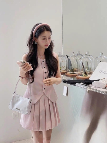 SET194- Sét áo sát nách 2 lớp mix kèm CV ly 2 màu