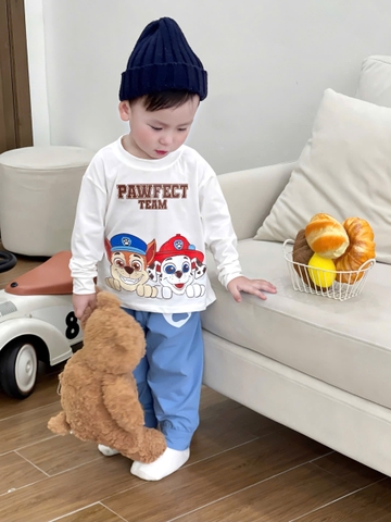 cb378- Combo 3 bộ cotton cứu hộ bé trai dài tay