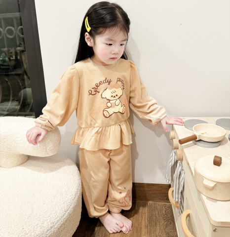 BN096- Bộ nỉ da cá PUPPAY dáng peplum trẻ em VNXK