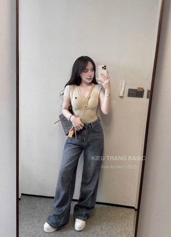 A250- Set 3 áo cổ Tim màu basic kèm tag cha neo