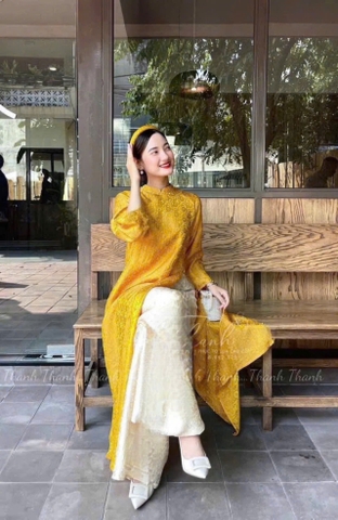 ☘️ SE395-SET ÁO DÀI SUÔNG GẤM VÂN 3 MẦU ĐÍNH CỔ NGỌC 🌺