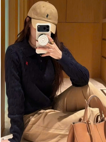 A462-Áo len thừng cổ bẻ 4 màu hàng nhà máy đủ tem mác