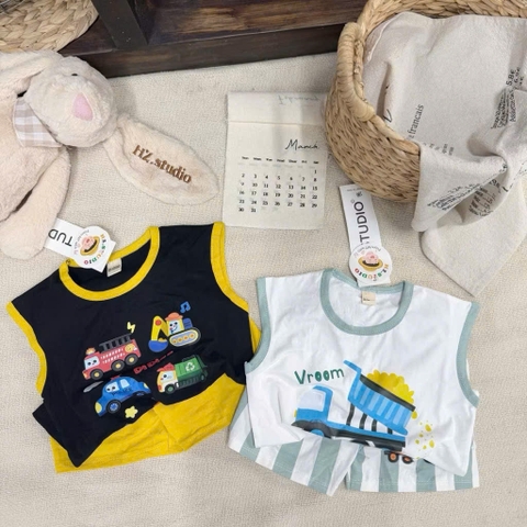 BT947-Combo 2 bộ balo viền 4 MÀU MIX đen-xanh-trắng-be