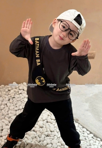 Bt723- Bộ Batman túi kéo thật trước bụng áo cotton- quầ n gió