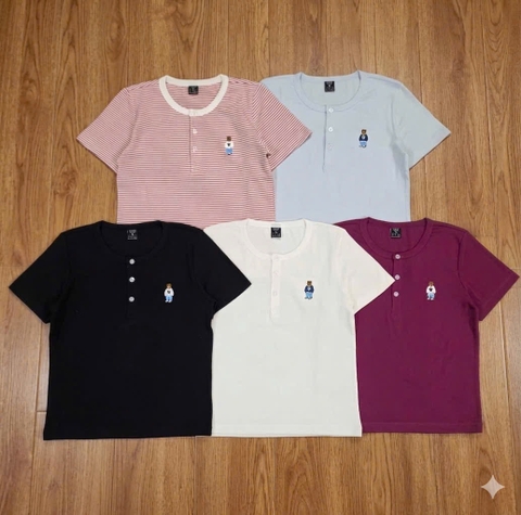 A581- Áo xuất thêu gấu cúc trước có tem gáy 4 màu