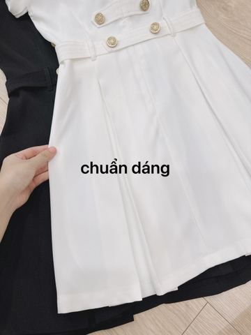 DAM013-ĐẦM ĐEN, TRẮNG  CÚC ĐỒNG CỔ TẦU ĐAI EO💎