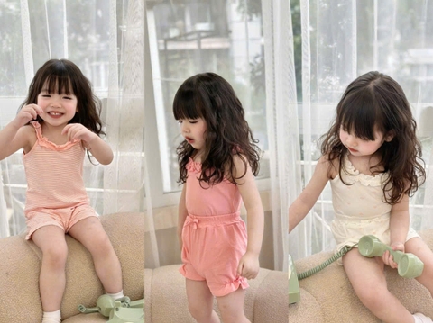 Bt897-Combo 3 bộ dây viền bèo màu hồng dáng cộc